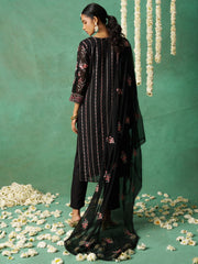 Black Organza Embroidered Kurta Set