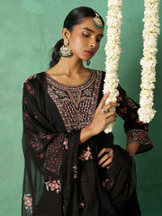 Black Organza Embroidered Kurta Set