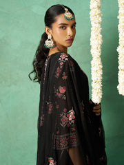 Black Organza Embroidered Kurta Set