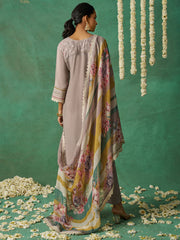 Light Brown Organza Hand Embroidered Sequins Pakistani Straight Pant Suit