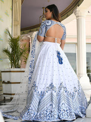 White Designer Wedding Festive Wear Lehenga Choli