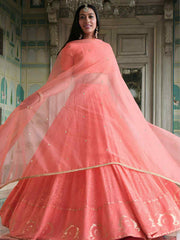 Peach Designer Wedding Festive Wear Lehenga Choli