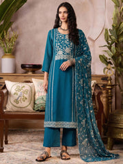 Azure �lan Organza Kurta Set