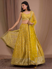 Yellow Designer Wedding Festive Wear Lehenga Choli