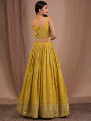 Yellow Designer Wedding Festive Wear Lehenga Choli