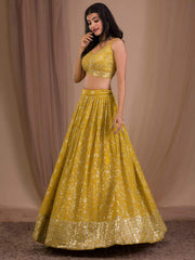 Yellow Designer Wedding Festive Wear Lehenga Choli