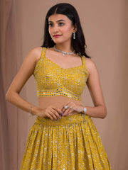Yellow Designer Wedding Festive Wear Lehenga Choli