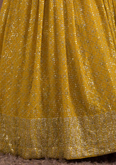 Yellow Designer Wedding Festive Wear Lehenga Choli