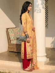 Orange Cotton Printed Embroidered Sequins Straight Pant