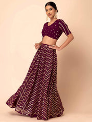 Charming Maroon Zari Embroidered Georgette Wedding Lehenga Choli
