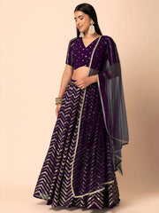 Enchanting Purple Zari Embroidered Georgette Party Wear Lehenga Choli