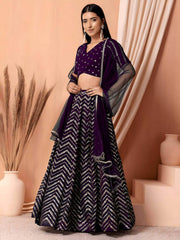 Enchanting Purple Zari Embroidered Georgette Party Wear Lehenga Choli