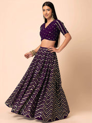 Enchanting Purple Zari Embroidered Georgette Party Wear Lehenga Choli