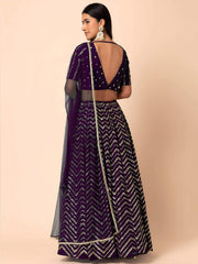 Enchanting Purple Zari Embroidered Georgette Party Wear Lehenga Choli