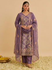 Zariya Lilac Shimmer Silk Suit Set