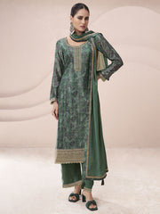 Green Printed Pakistani Pant Suit