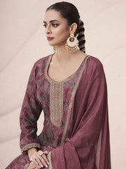 Maroon Printed Pakistani Pant Suit
