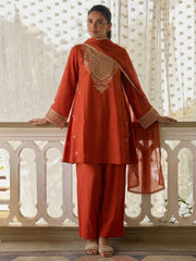Designer Style Orange Festive Pant Style Salwar Suit