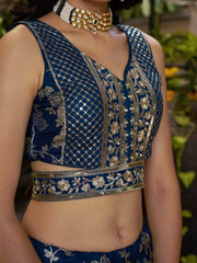 Sweet Dove Blue Zari Embroidered Designer Lehenga Choli