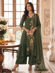 Strange Green Chanderi Salwar Suit