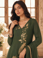 Strange Green Chanderi Salwar Suit