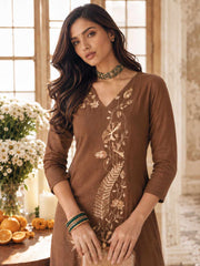 Mod Brown Chanderi Salwar Suit