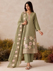 Green Shimmer Embroidered Work Salwar Suit for Ceremonial