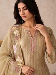 Beige Embroidered Work Shimmer Salwar Suit