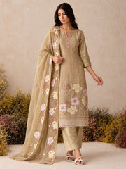 Beige Embroidered Work Shimmer Salwar Suit