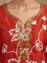Orange Cotton Silk Ethnic Salwar Suit