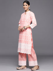 Floral Embroidered Regular Chikankari Kurta with Palazzos & With Dupatta