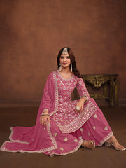 Pink Georgette Partywear Sharara-Style-Suit