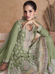 Light Green Chinon Partywear Sharara-Style-Suit