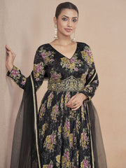 Black Embroidered Wedding Anarkali Gown