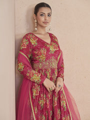 Pink Embroidered Wedding Anarkali Gown