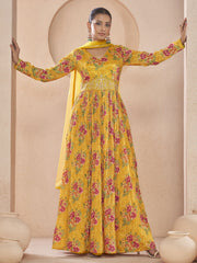 Yellow Embroidered Wedding Anarkali Gown