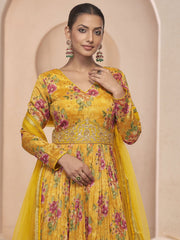 Yellow Embroidered Wedding Anarkali Gown