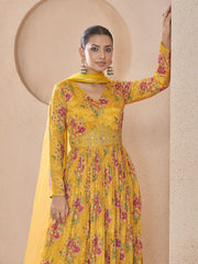 Yellow Embroidered Wedding Anarkali Gown