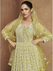 Royal Green Real Georgette Embroidered Anarkali Suit