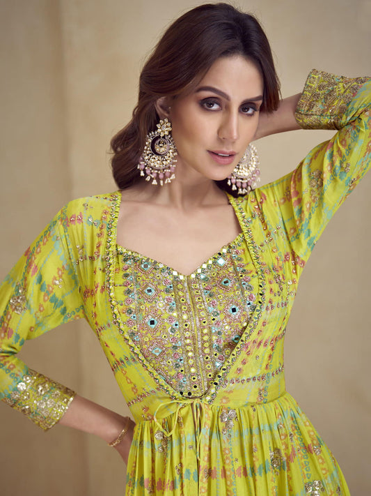 Chinon Green Trendy Salwar Kameez