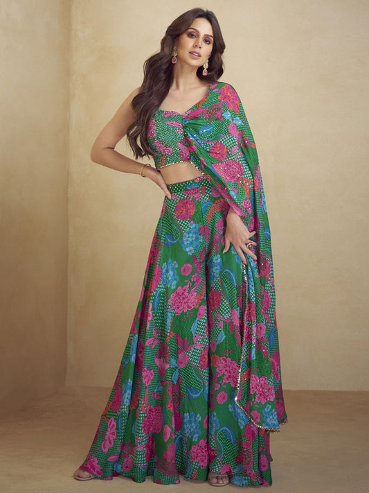 Green Readymade Salwar Suit For Party