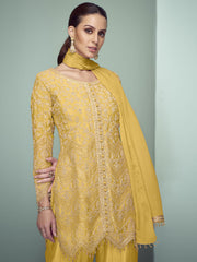 Yellow Cording Embroidery Traditional Pant Style Suit