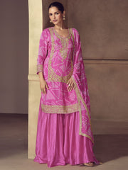 Pink Embroidered Festive Gharara Style Suit