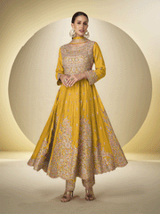 Yellow Pant Style Festive Style Anarkali Suit