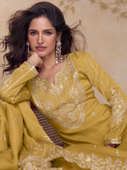 Yellow Silk Readymade Salwar Suit