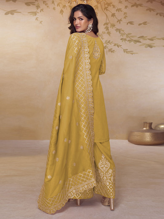 Yellow Silk Readymade Salwar Suit