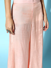 Women Peach Solid Chanderi Cotton Ethereal Embroidery Kurta Set