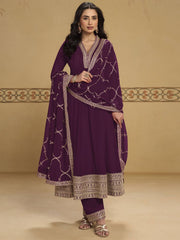 Wine Purple Anarkali Top Style Pant Style Dress