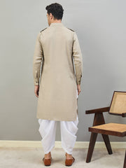 Men Regular Linen Kurta with Dhoti Pants