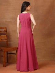 Embellished Round Neck A-Line Ethnic Dresses
